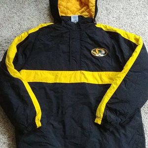 NCAA Missouri Tigers insulated hooded stadium jacket 1/4 zip Black Gold sz M